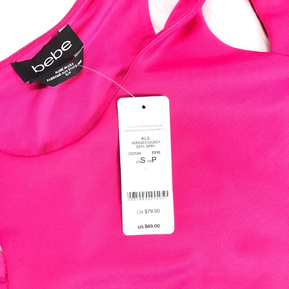 NWT BEBE Peplum Top w cut out Neckline, Small - Picture 3 of 6